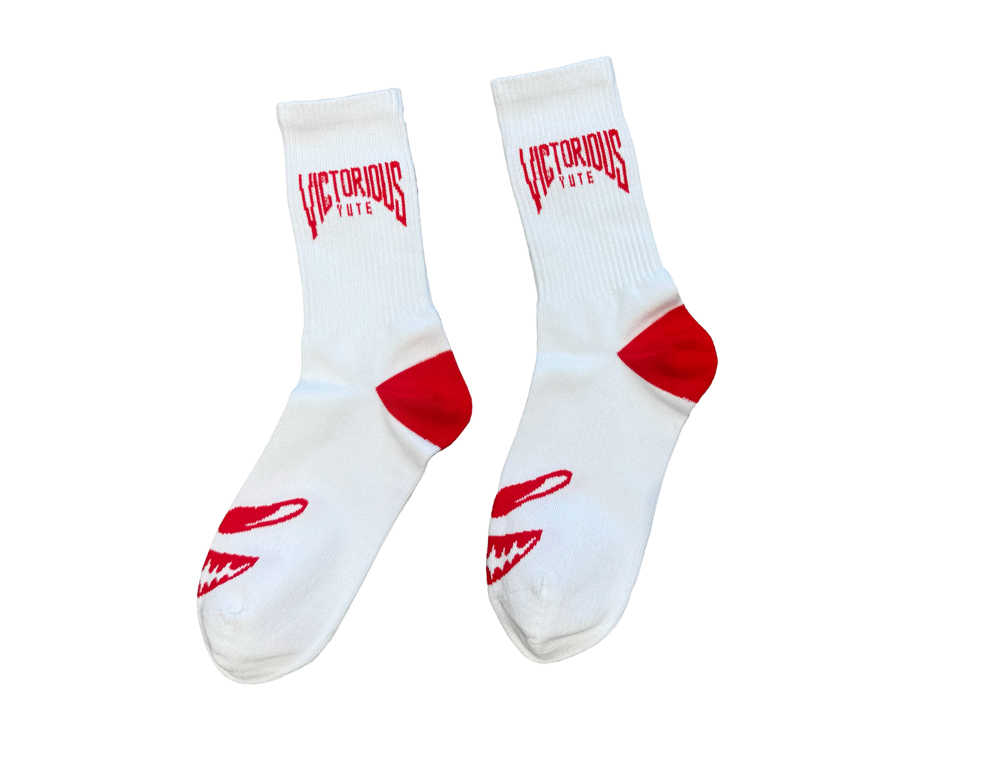 MASK SOCKS {WHITE & RED}
