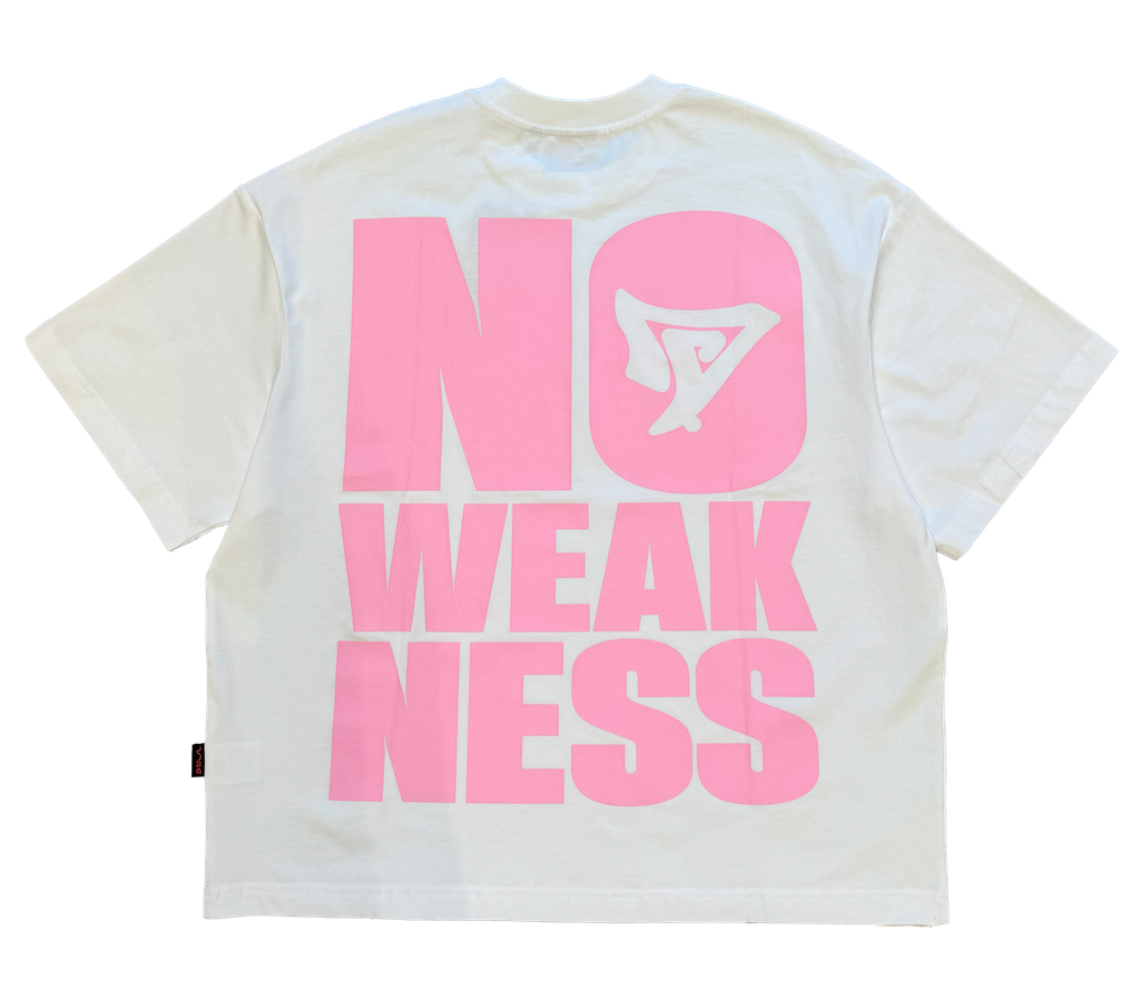 MINI TEXT LOGO TEE - PINK ON WHITE