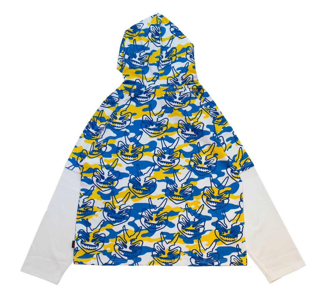 MILITARY MASK HOODED TEE - WHITE