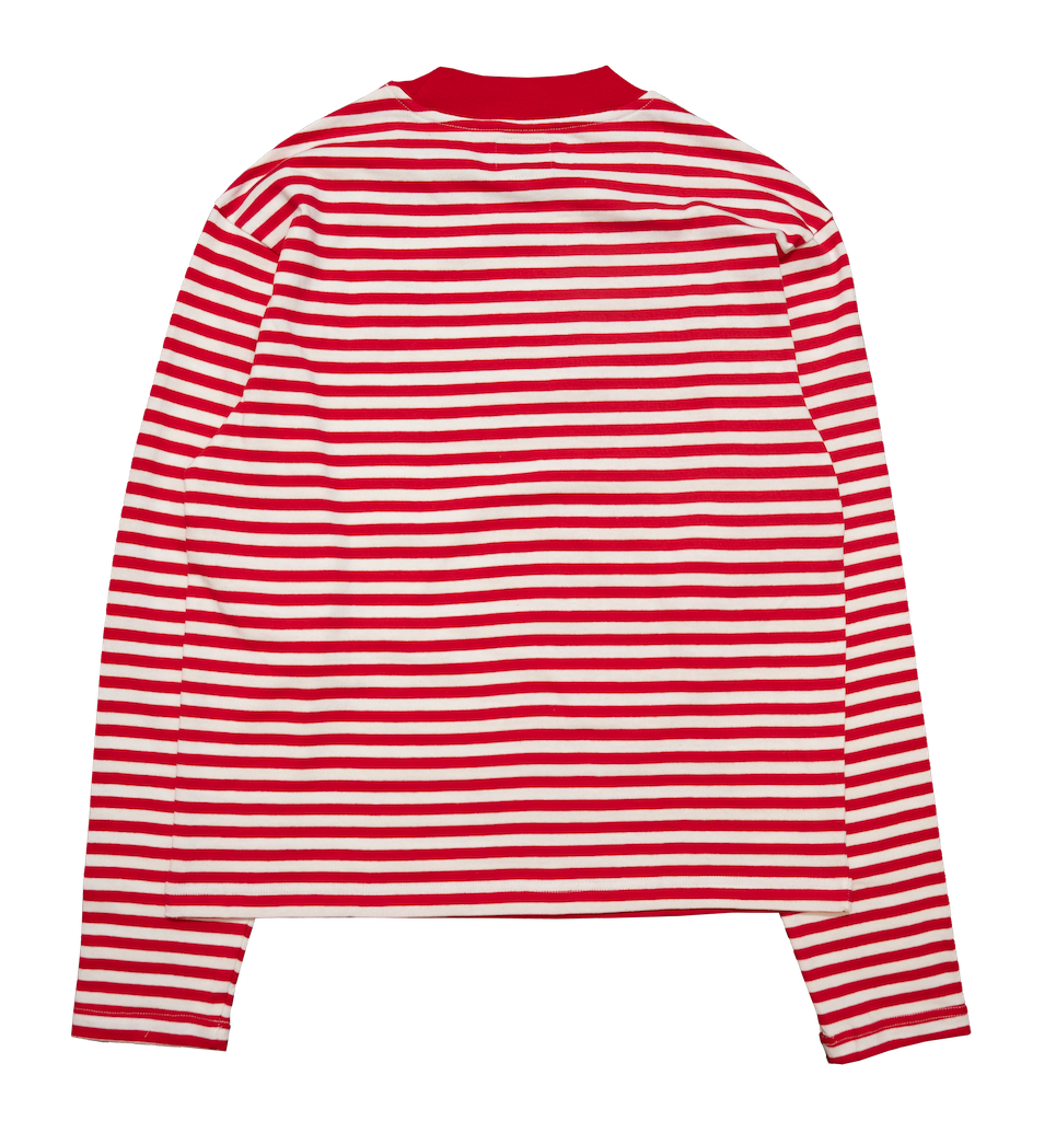 LS STRIPE TEE - RED