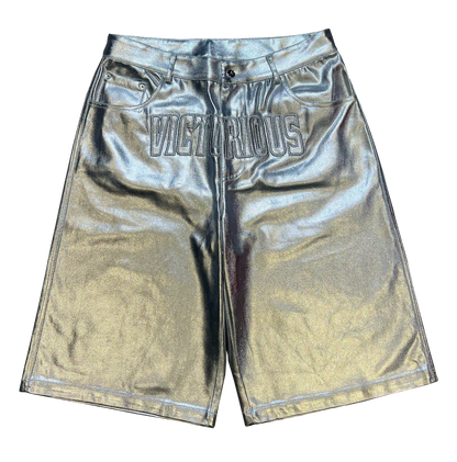 SILVER METALLIC JORT