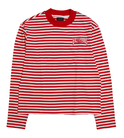 LS STRIPE TEE - RED