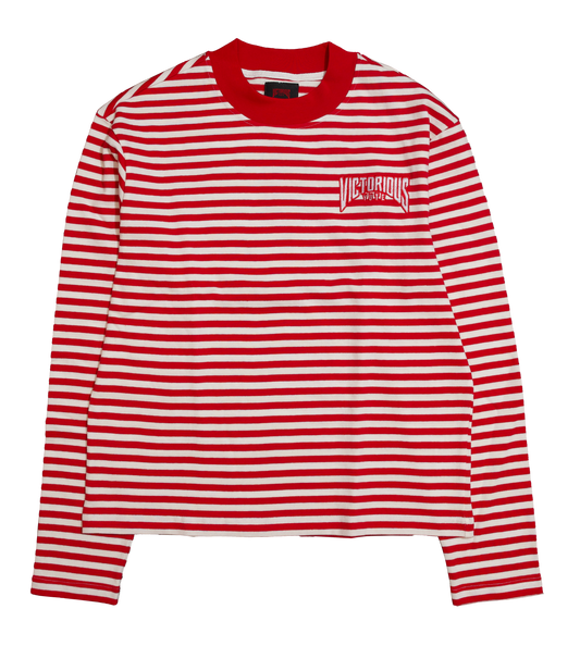 LS STRIPE TEE - RED