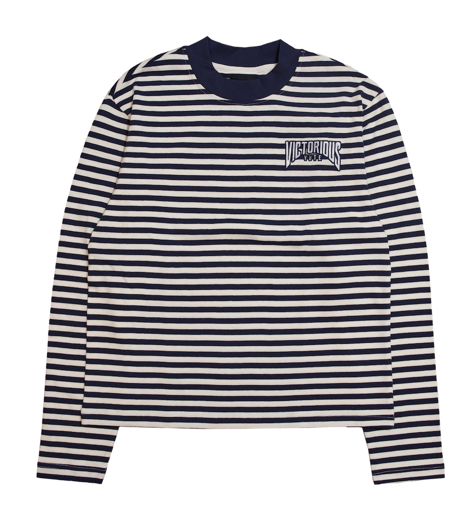 LS STRIPE TEE - BLUE
