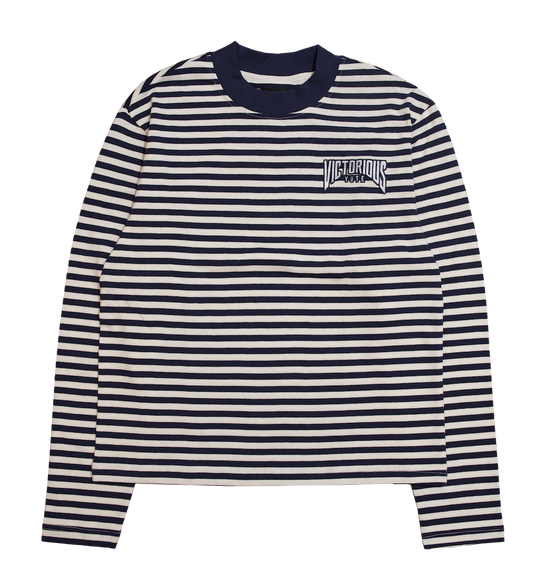 LS STRIPE TEE - BLUE