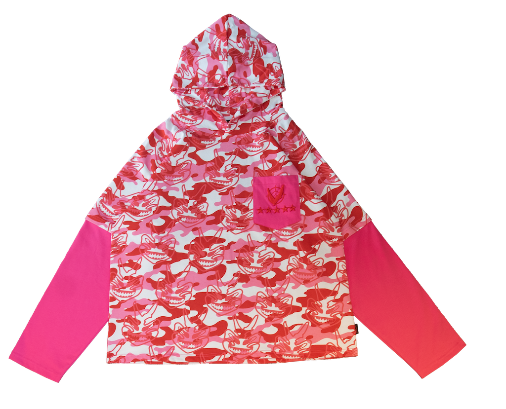 MILITARY MASK HOODED TEE - PINK
