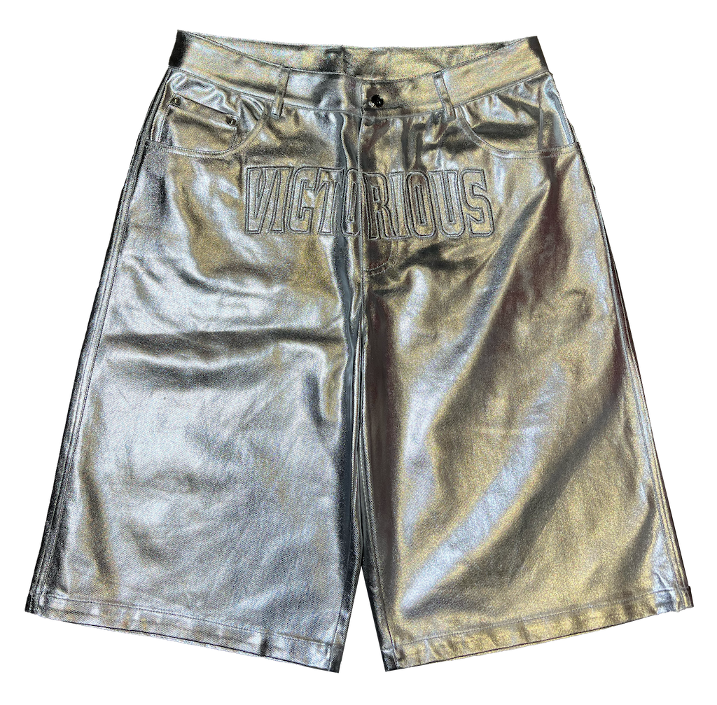 SILVER METALLIC JORT