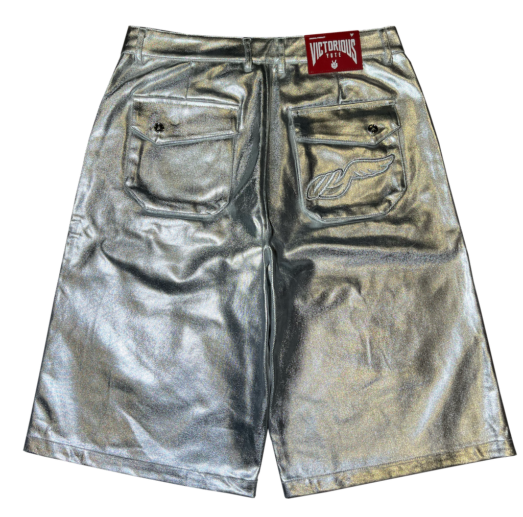 SILVER METALLIC JORT